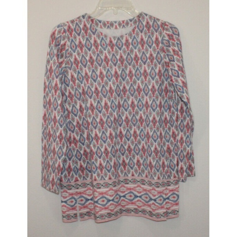 J. Jill Luxe Supima forward seam tunic blouse XS Southwestern Aztec long sleeve